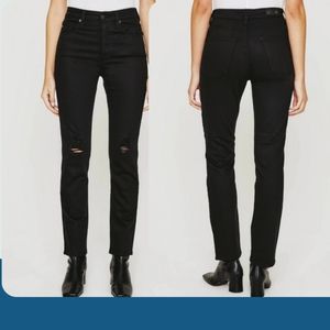 AG Adriano Goldschmied Alexxis Size 27 Black High Rise Distressed Skinny Jeans
